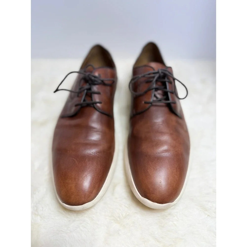Stacy Adams Mens 9.5M Brown Leather Wingtip Oxford Dress Shoes Perforated